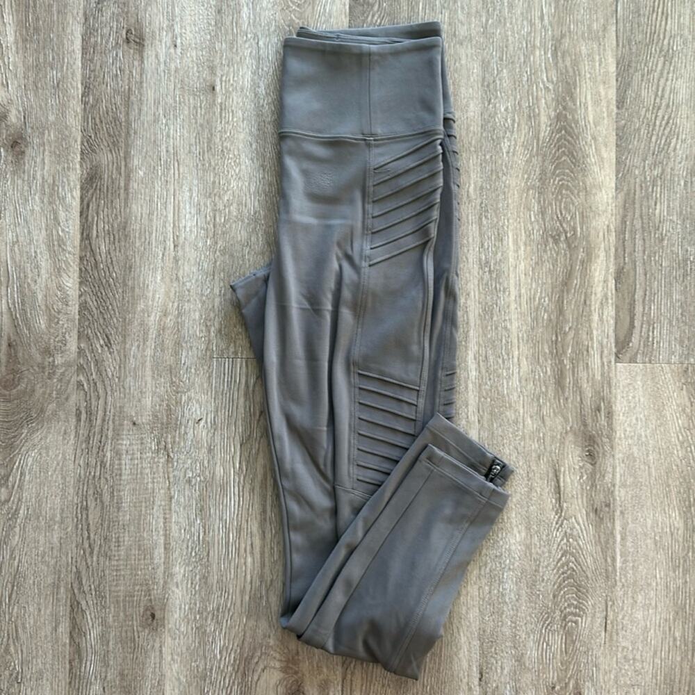 Athleta Delancey Moto Tight Leggings Tan Size Small High Rise